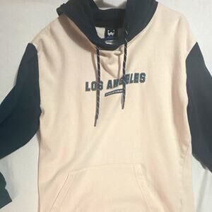 WXYZ Men’s Colorblock Pullover Hoodie Fleece Beige/Green L Los Angeles